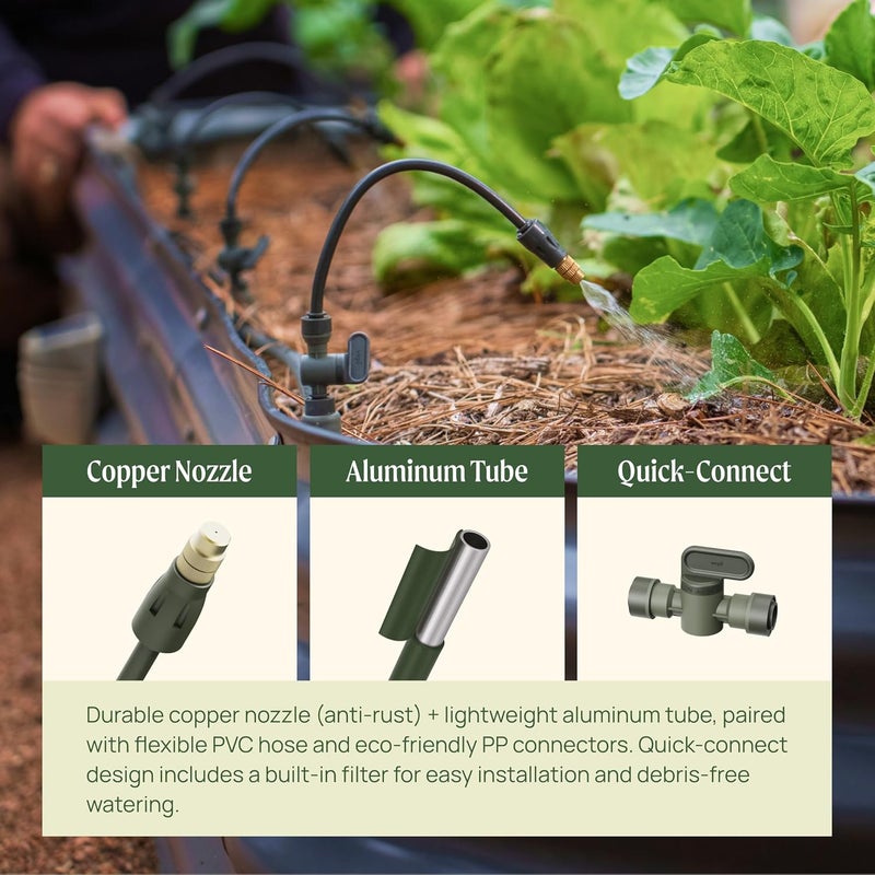 Vego Garden Irrigation Kit - Drip Irrigation System for Raised Garden Beds, Efficient Watering Solution for Vegetables, Flowers, and Plants, Easy DIY Installation (Small) - Image 4